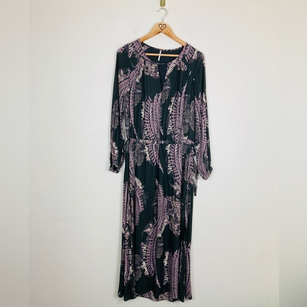 Free People Out of the Woods deep v neck maxi dress in gray & purple. XS - Picture 3 of 9